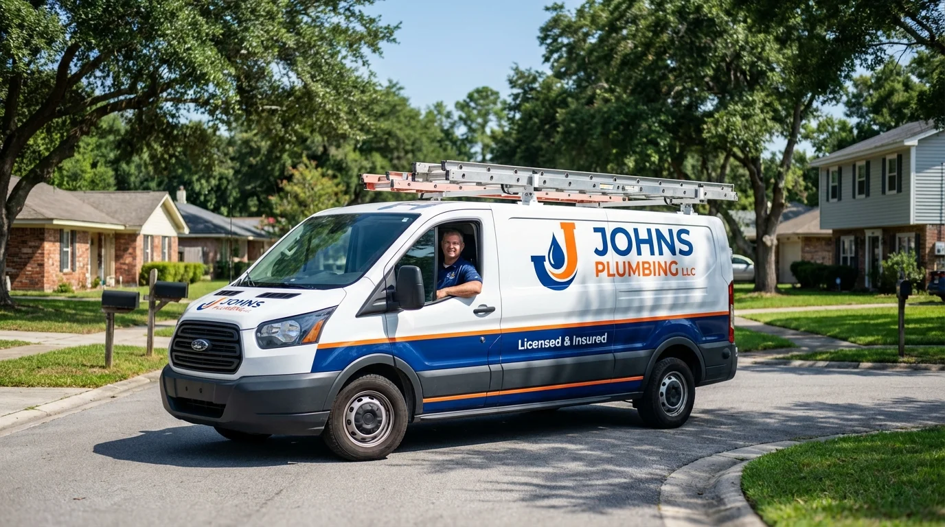 Johns Plumbing LLC service van in Washburn, ND