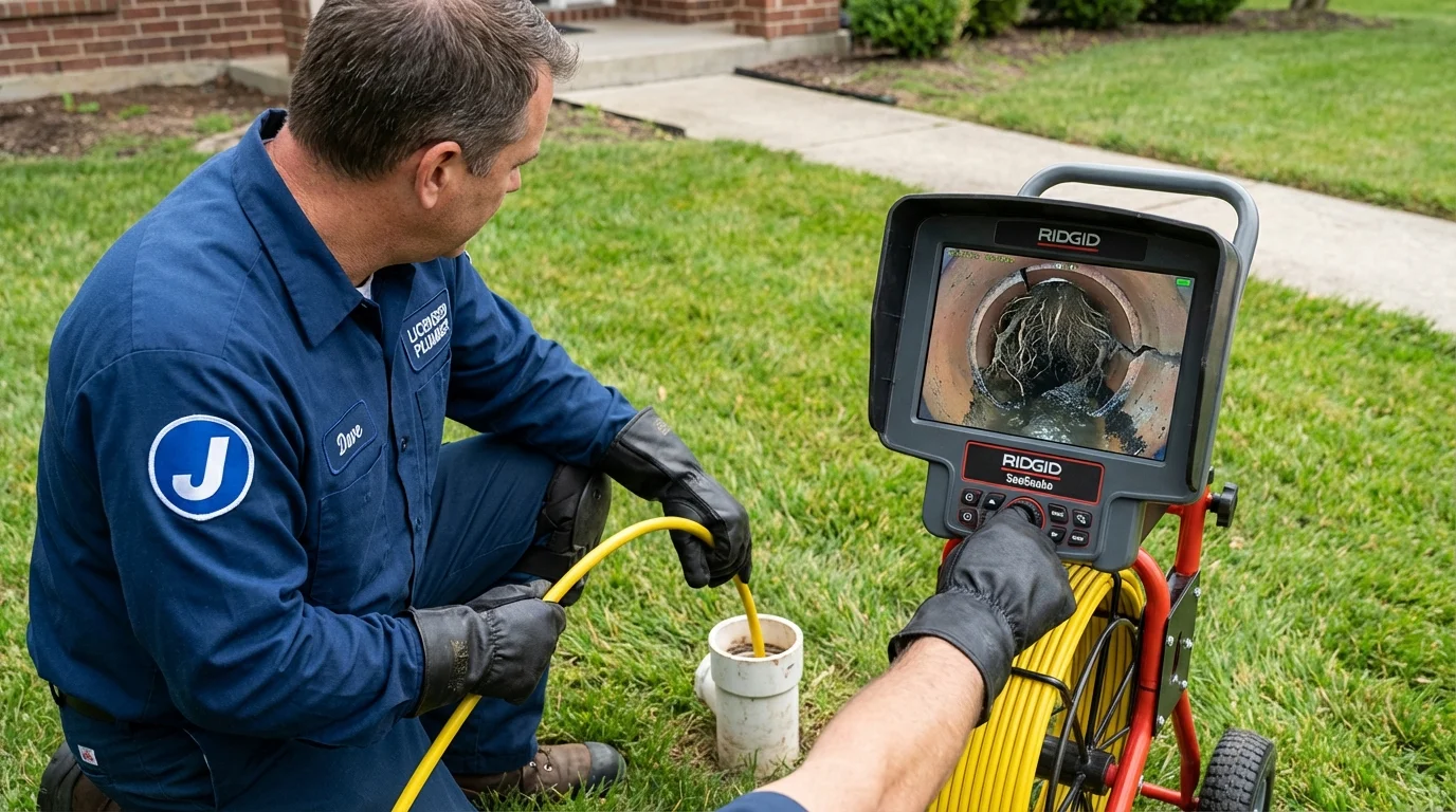 Sewer camera inspection being performed by Johns Plumbing LLC in Washburn