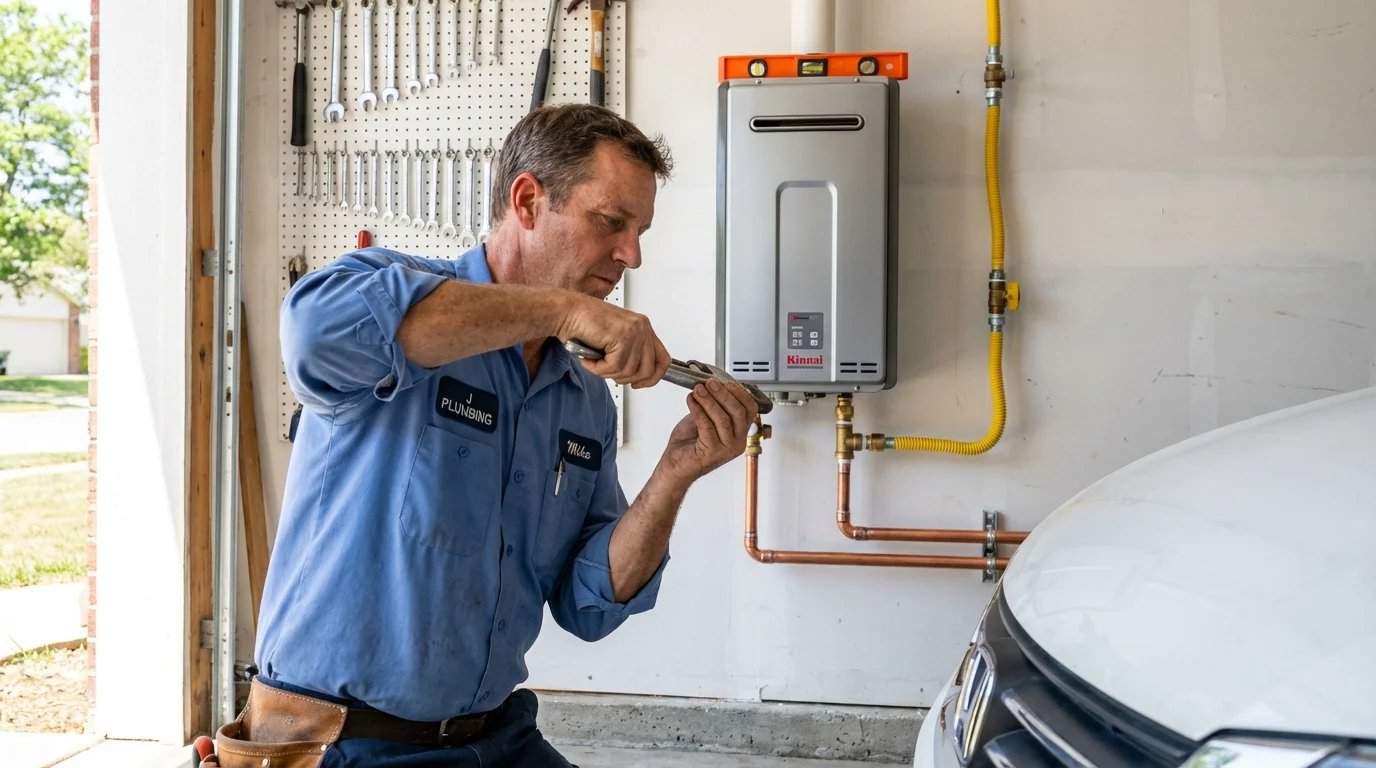 Tankless water heater installation by a Johns Plumbing LLC plumber in Washburn